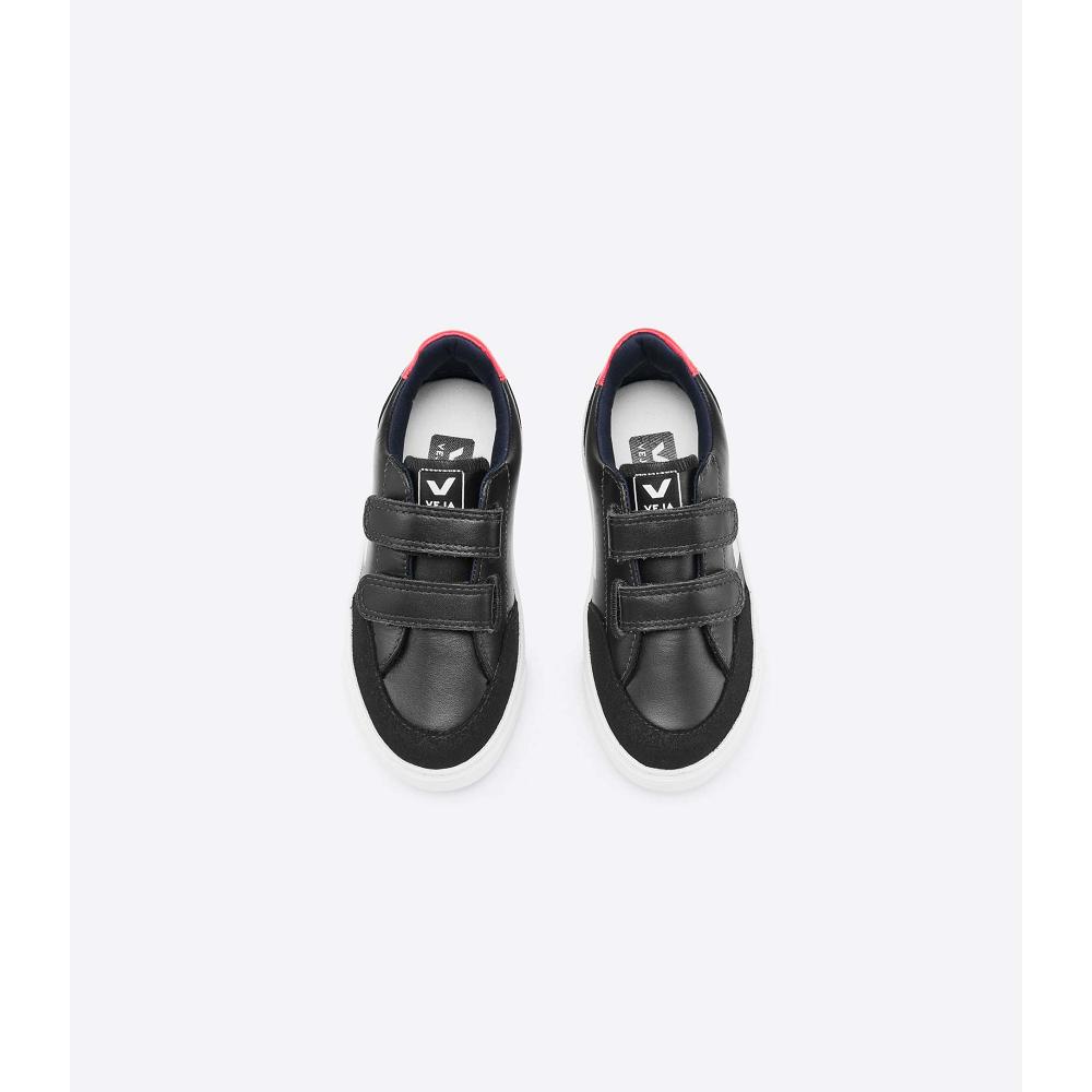 Kids' Veja V-12 LEATHER Sneakers Black/White | SG 870QMA